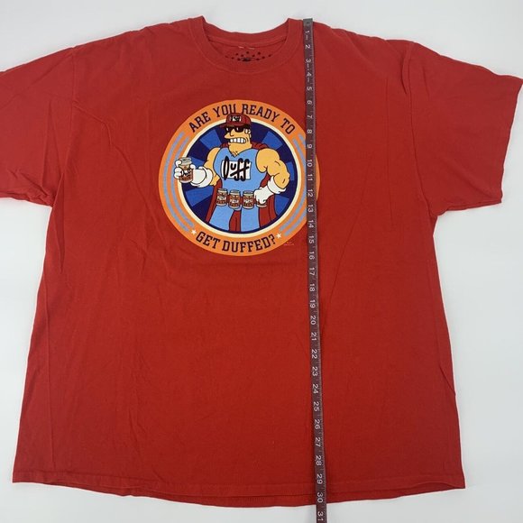 Men's Universal Studios Simpsons Duff‎ Man Short Sleeve T Shirt 2XL Red 2013 - Picture 5 of 8